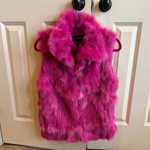 Adrienne Landau REAL Fox Fur Fuchsia Vest S